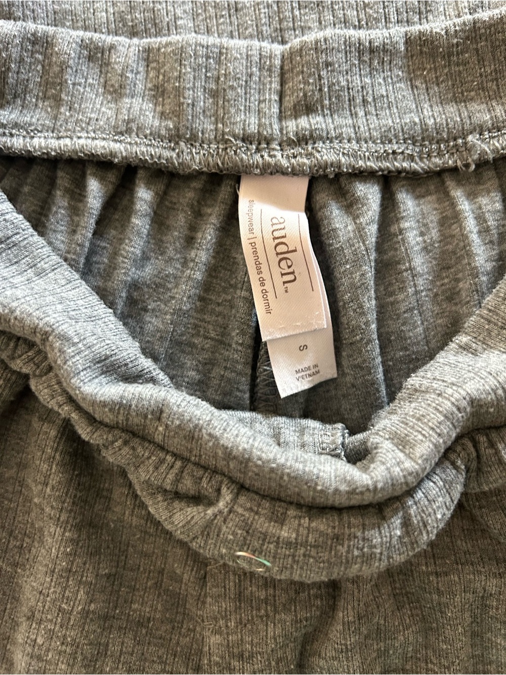 Auden Ribbed Tank & Button-Front Shorts Sleep Set - Gray - Picture 3 of 3